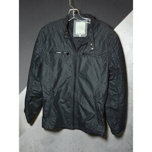 Calvin Klein Black Lightweight Jacket With Zipper Pockets & Snap Collar Mens Med